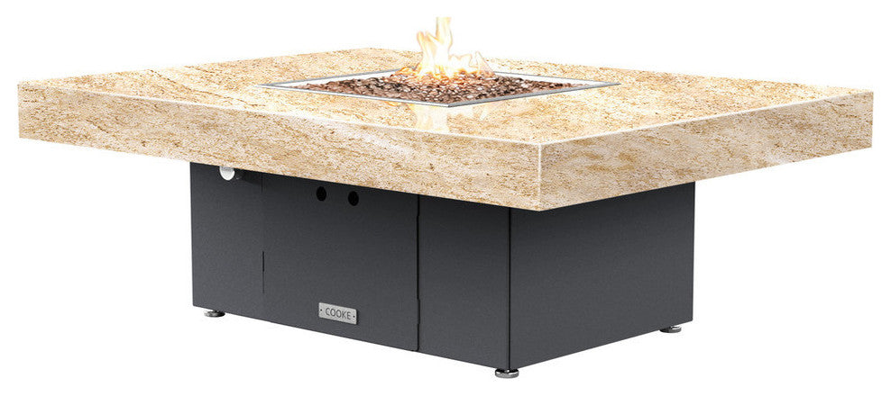 Rectangular Fire Pit Table, 48x36, Natural Gas, So Cal Special Top, Gray