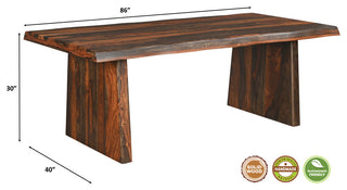 Damian Live Edge Wood Dining Table, Dark Brown, 86"