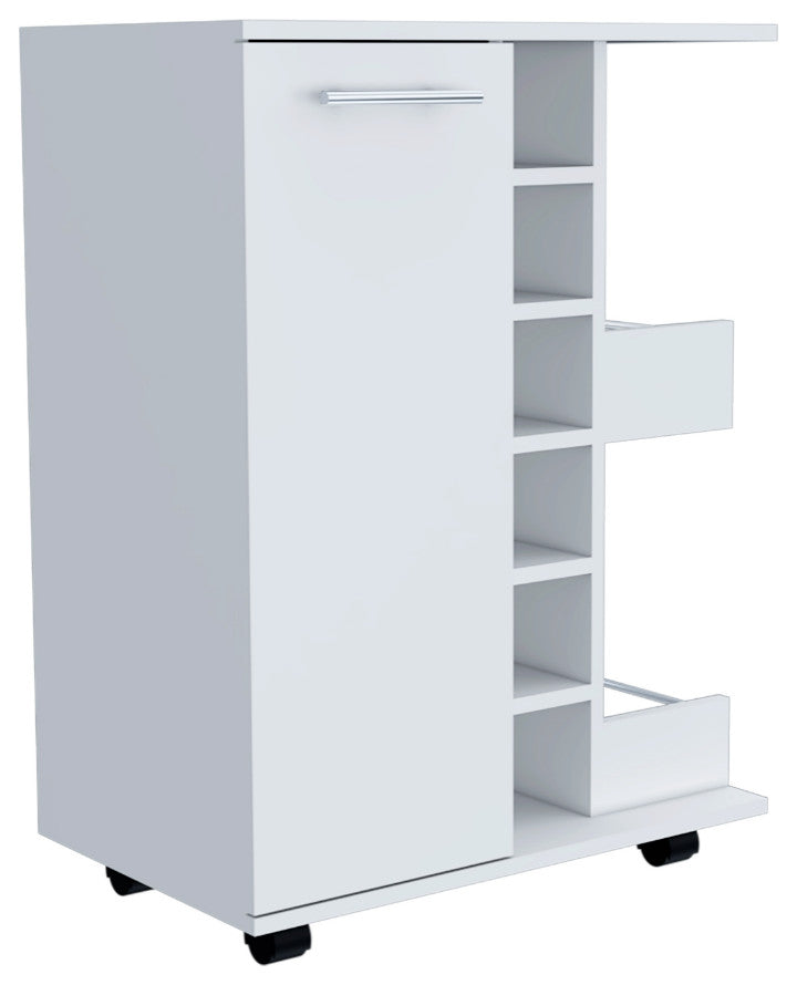 Bar Cart Wells, Living Room, White