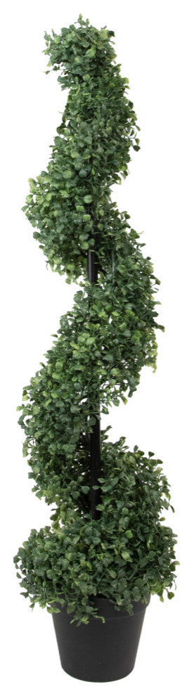 3' Artificial Two-Tone Boxwood Spiral Topiary Tree With Round Pot Unlit