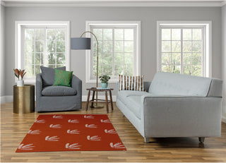 Feather Pattern Fall Design Chenille Area Rug, Orange, 4'x6'