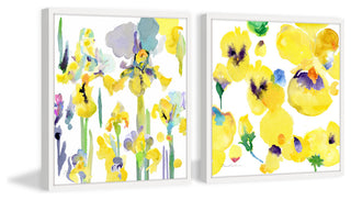 "Yellow a Flutter" Diptych Framed Painting Prints, 48"x24", 2-Piece Set