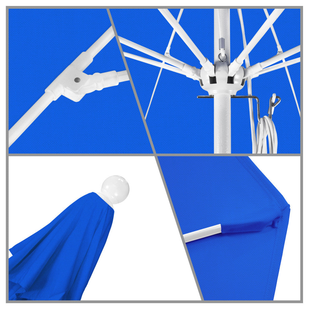 11' Fiberglass Umbrella With White Frame, Royal Blue, 11'