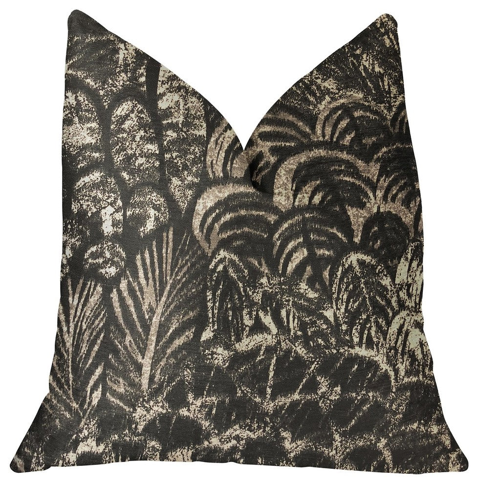 Rowan Gale Black and Beige Luxury Throw Pillow, 20"x26" Standard