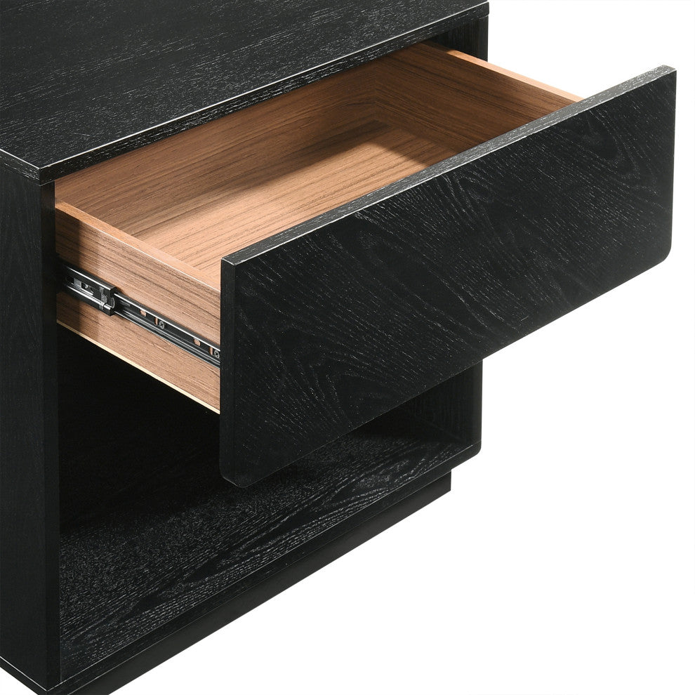 Petra 1 Drawer Wood Nightstand, Black Finish