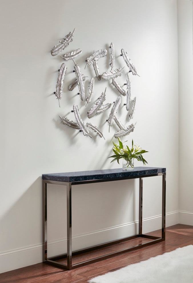 Feathers Wall Art, Silver Leaf, Set of 2