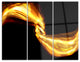 "Glowing Golden Lines and Circles" Digital Metal Wall Art, 3 Panels, 36"x28"