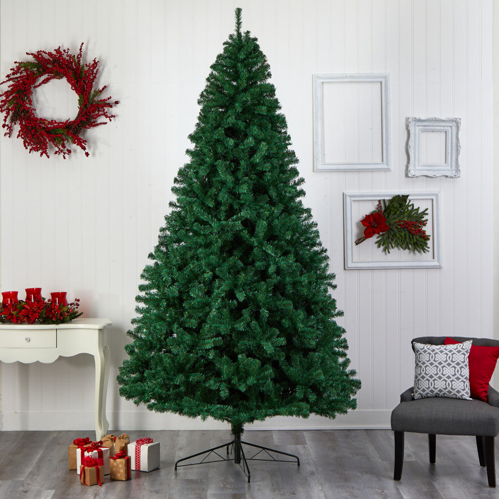 9' Northern Tip Artificial ChristmasTree With 650 Clear LED Lights/1860 Branches