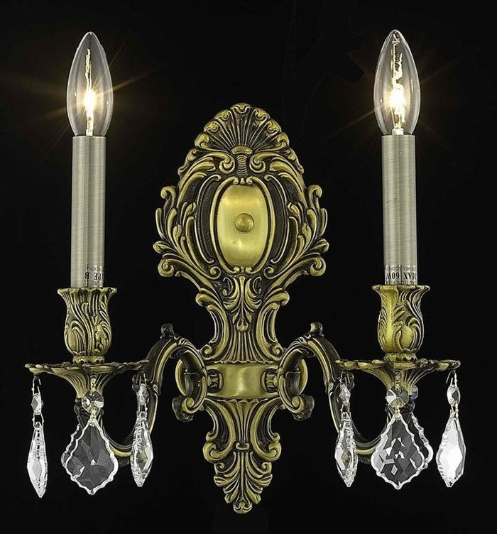 Elegant Monarch Wall Sconce, Antique Bronze Finish With Royal Cut Crystal