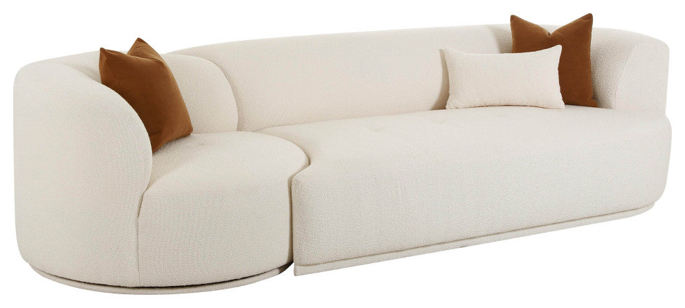 Fickle 2-Piece Modular Right Arm Facing Sofa, Cream