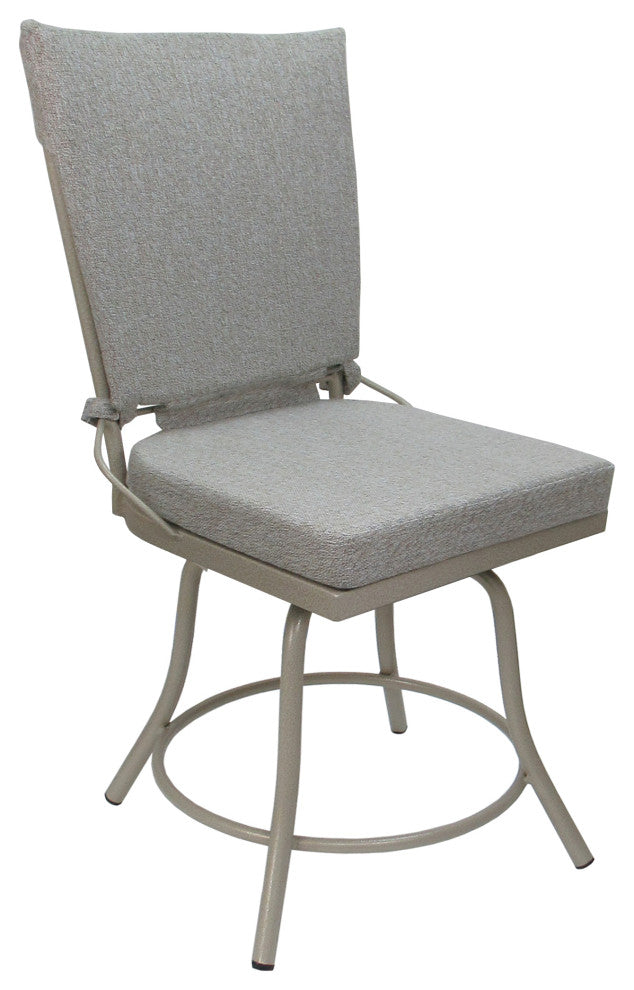 Outdoor/Indoor Patio Dinette Swivel Jamey Chair Without Arms, White Linen Beige