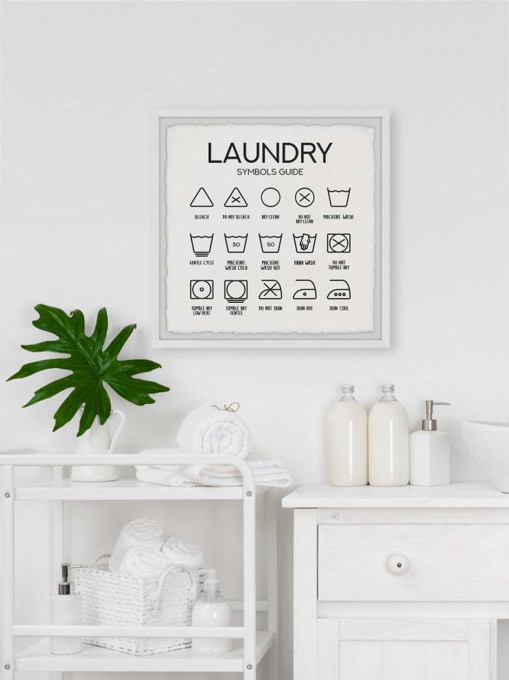 "Laundry Symbols Guide" Framed Painting Print, 32x32