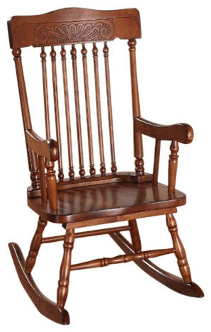 Benzara BM162982 Sober Wooden Rocking Chair, Tobacco Brown