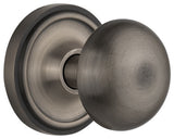 Double Classic Rosette With New York Knob, Antique Pewter