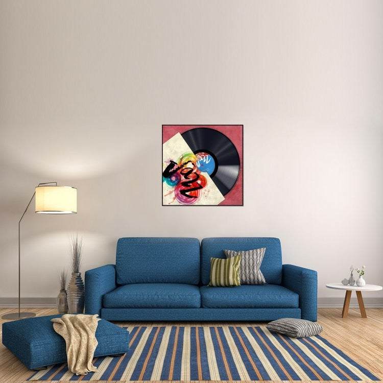 "Vinyl Club, Jazz" Framed Canvas Giclee by Steven Hill, 37x37"