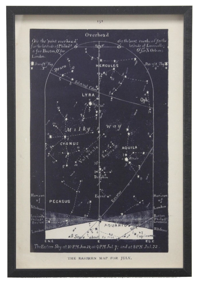 Navy Eastern Star Map 152 For July, Black Shadowbox