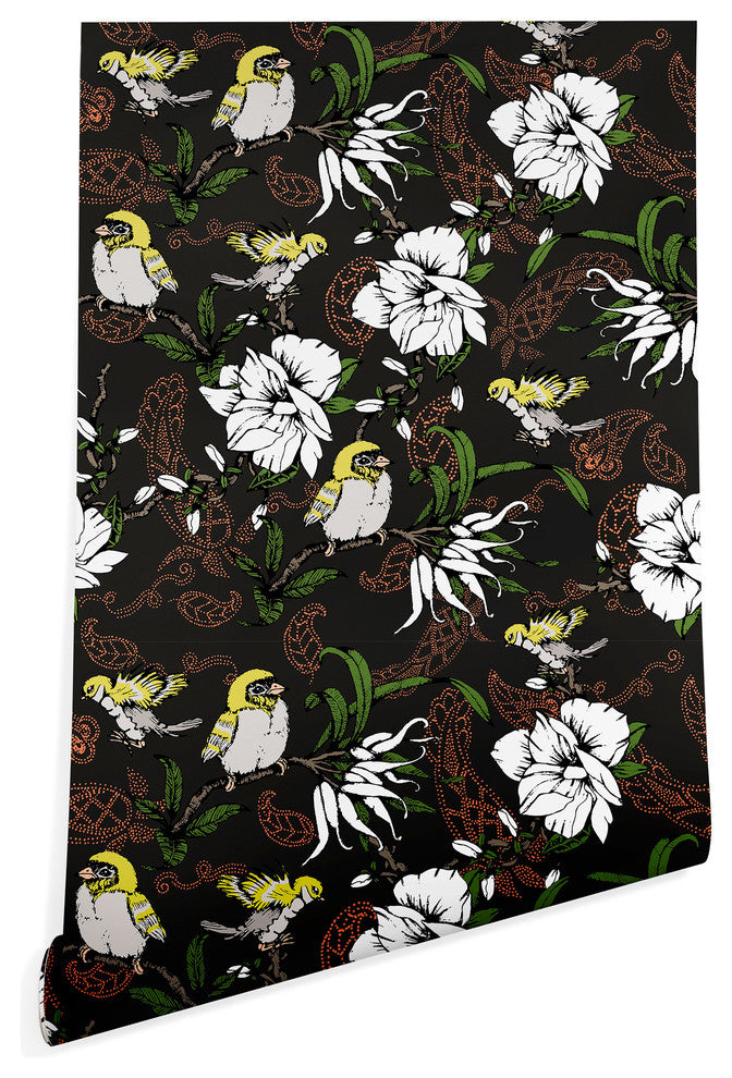 Deny Designs Marta Barragan Camarasa Paisley Garden Wallpaper, Black, 2''x8''