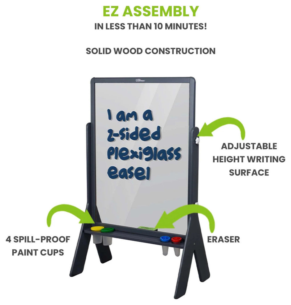 Little Partners Peek-A-Boo Adjustable Height Art Easel, Earl Gray
