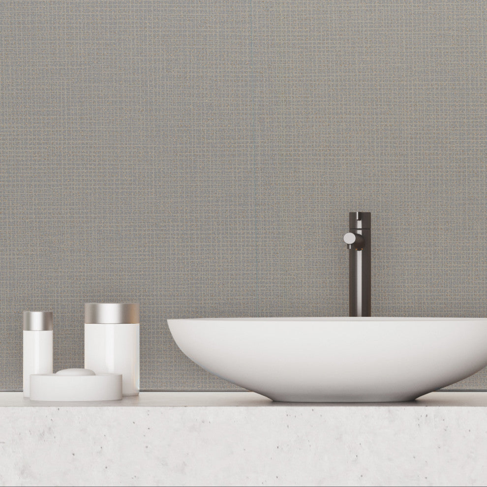 Dark Gray Metallic Randing Weave Wallpaper