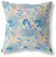 26" Blue Pink Tropical Indoor Outdoor Throw Pillow