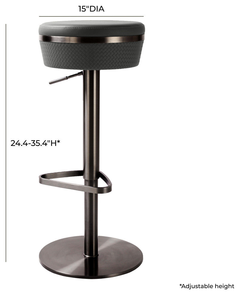 Astro Gray Woven Vegan Leather Adjustable Stool