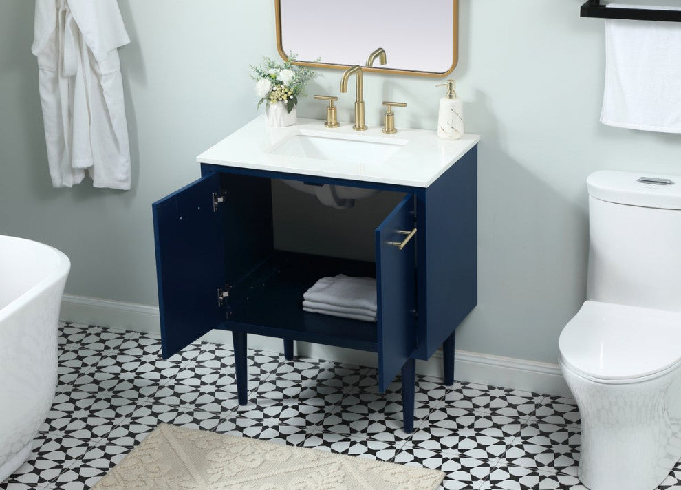 Home Living 19" Midcentury Modern Blue-Light Bathroom Vanity