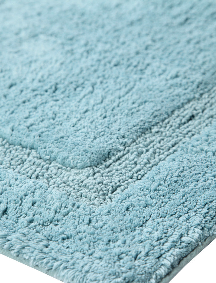 Bath Rug Cotton Solid Color Regency Pattern, Arctic Blue, 36"x24"