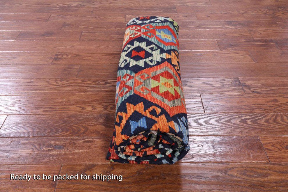 8' 6" X 9' 10" Wool On Wool Flat Weave Kilim Reversible Rug Q9457