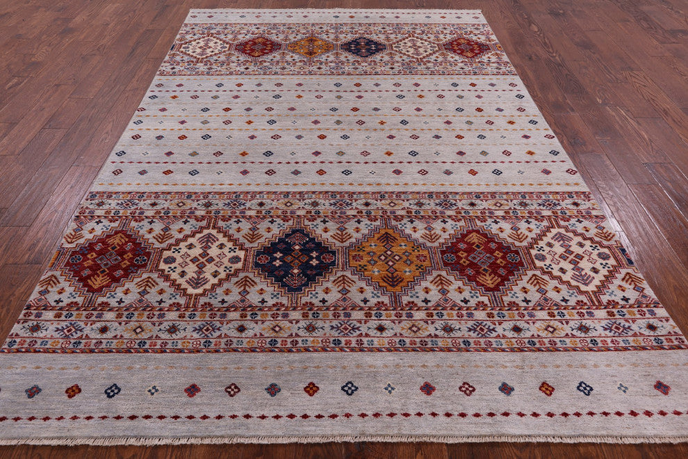 6' 5" X 9' 8" Khorjin Super Kazak Handmade Wool Rug Q5659