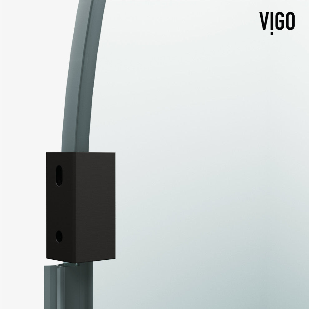 VIGO Arden 34" W x 78" H Framed Fixed Shower Screen, Semi Grid, Clear Glass, Matte Black