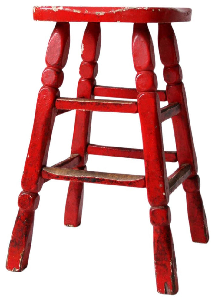 Consigned, Vintage Red Wooden Stool