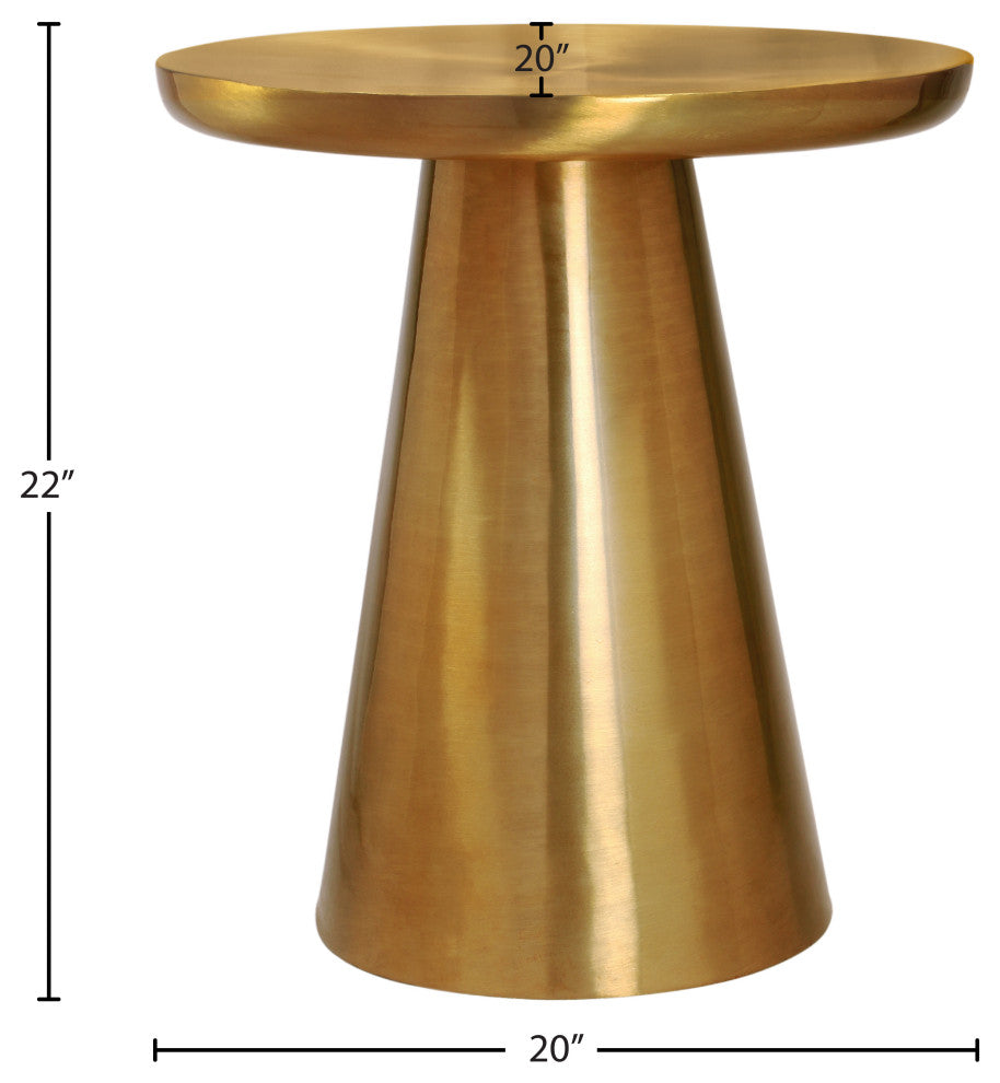 Martini End Table, Brushed Gold Top, Brushed Gold Base