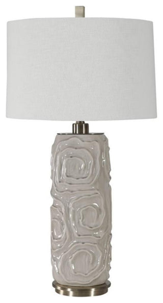 Uttermost Zade Ceramic Fabric and Iron Table Lamp in Warm Gray