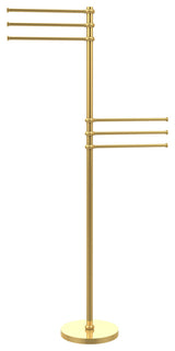 Towel Stand with 6 Pivoting 12" Arms, Polished Brass