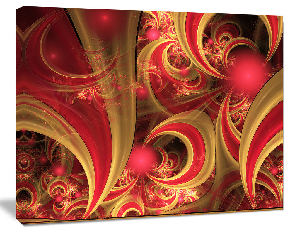 Pink Symmetrical Fractal Pattern, Floral Canvas Art Print, 20"x12"