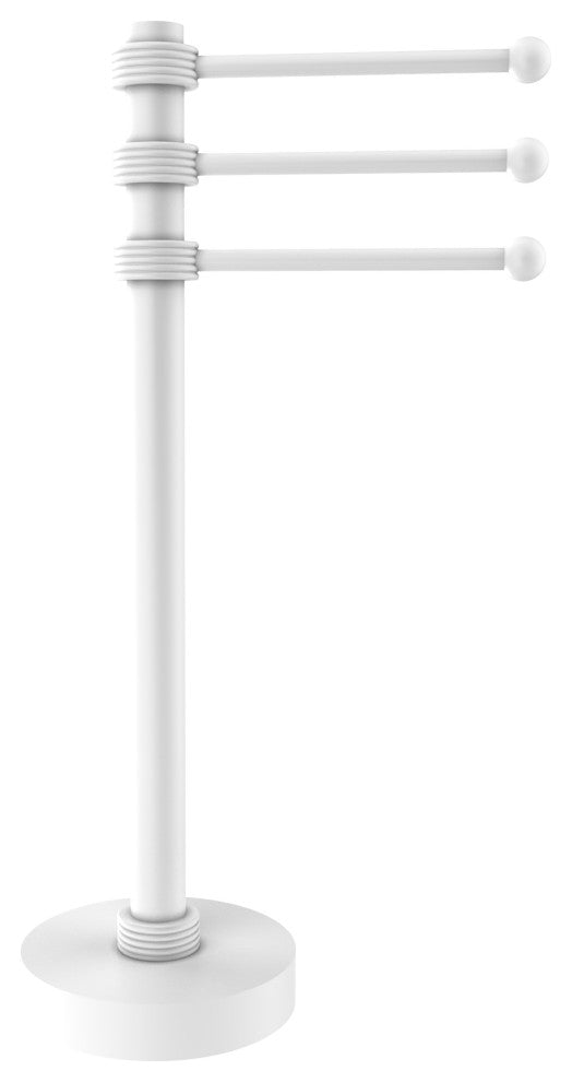 Vanity Top 3 Swing Arm Towel Holder with Groovy Accents, Matte White