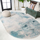 Contemporary POP Modern Abstract Vintage Area Rug, Cream and Blue, 3x5 Oval