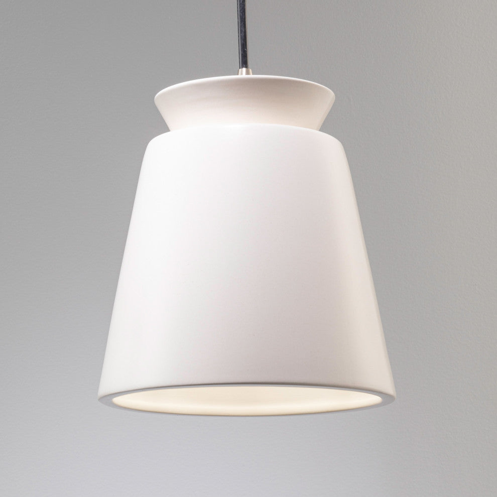 Radiance Trapezoid Pendant, Brushed Nickel, Matte White Shade, Black Cord LED