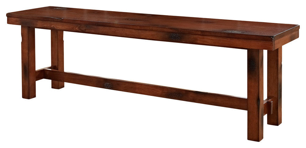 60" Rustic Wood Dining Bench - Dark Oak