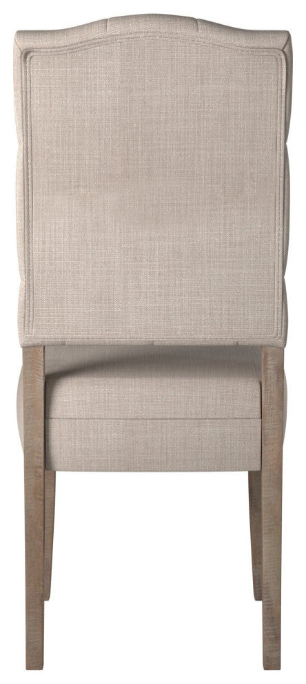 Newberry Set of 2 Button Tufted Parson Chairs, Weathered Natural