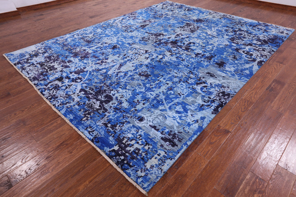 Modern Wool and Silk Hand Knotted Rug 9' 1" X 12' 1" Q10322
