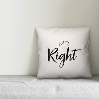 Mr Right Mrs Always Right Reversible Throw Pillow Cover, 16x16