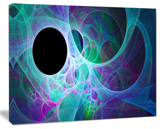 Blue Angel Wings on Black, Oversized Abstract Canvas Art Print, 60x40