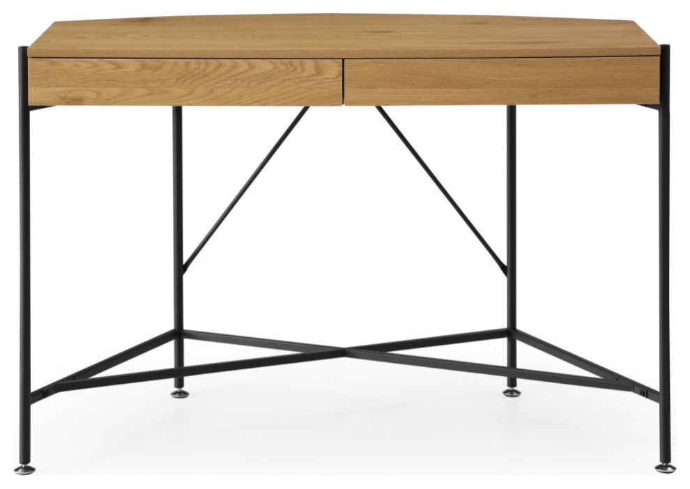 Loft Lyfe Laniya Desk, 2 Storage Drawers, Natural/Black