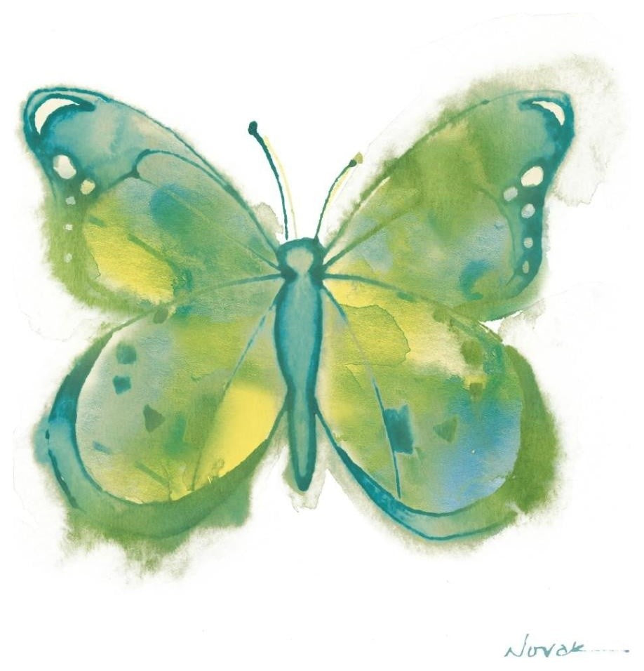 "Birdsong Garden Butterfly II on White" Paper Print by Shirley Novak, 38"x38"