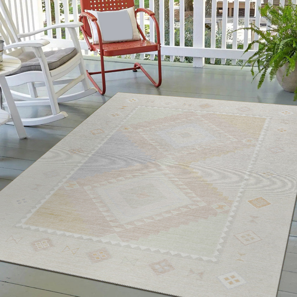 Indoor/Outdoor Phoenix PH2 Ivory Machine Washable 5' x 7'6" Rug