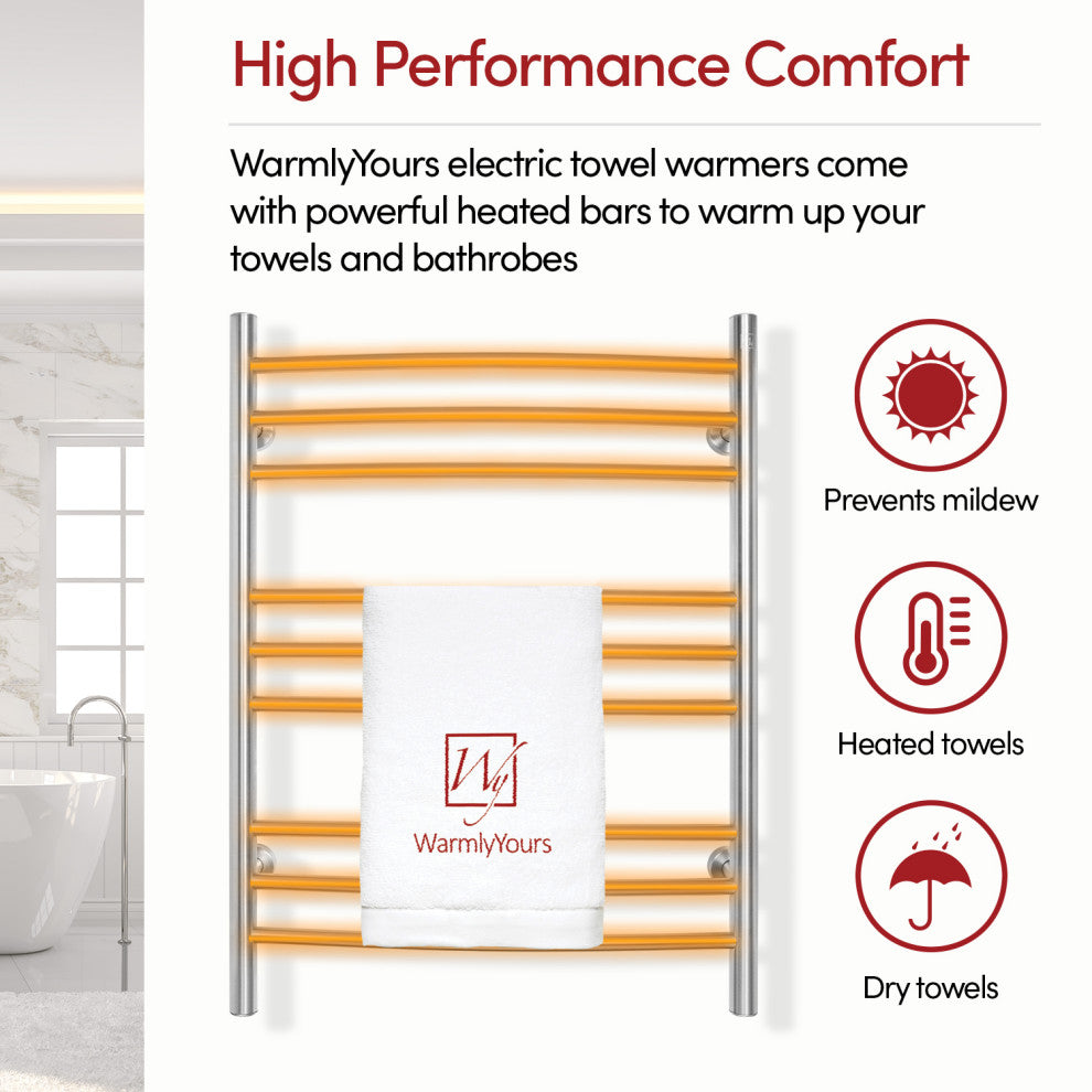 Riviera Towel Warmer, Brushed, Dual Connection, 9 Bars