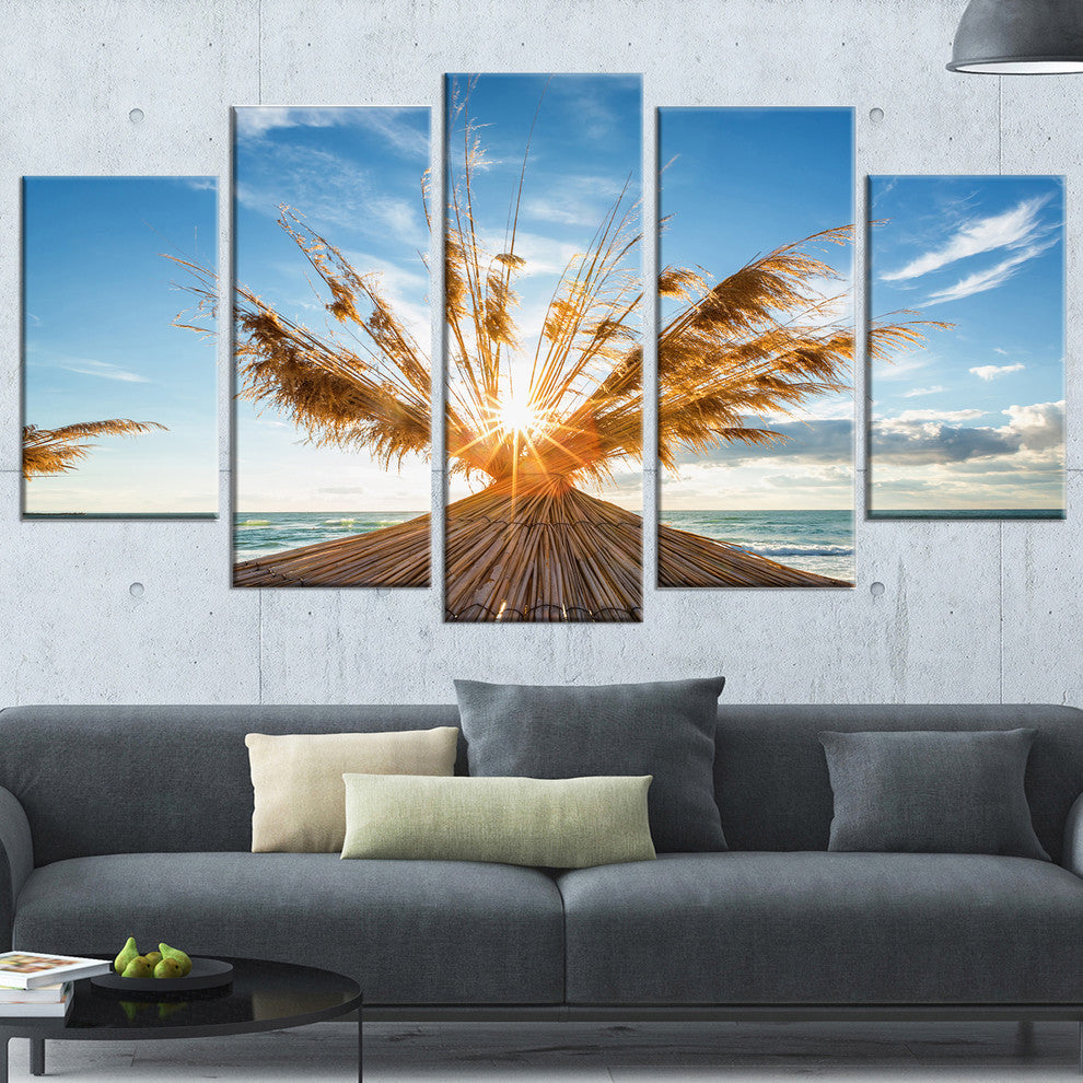 "Vivid Sunrise on Sandy Beach" Canvas Print, 5 Panels
