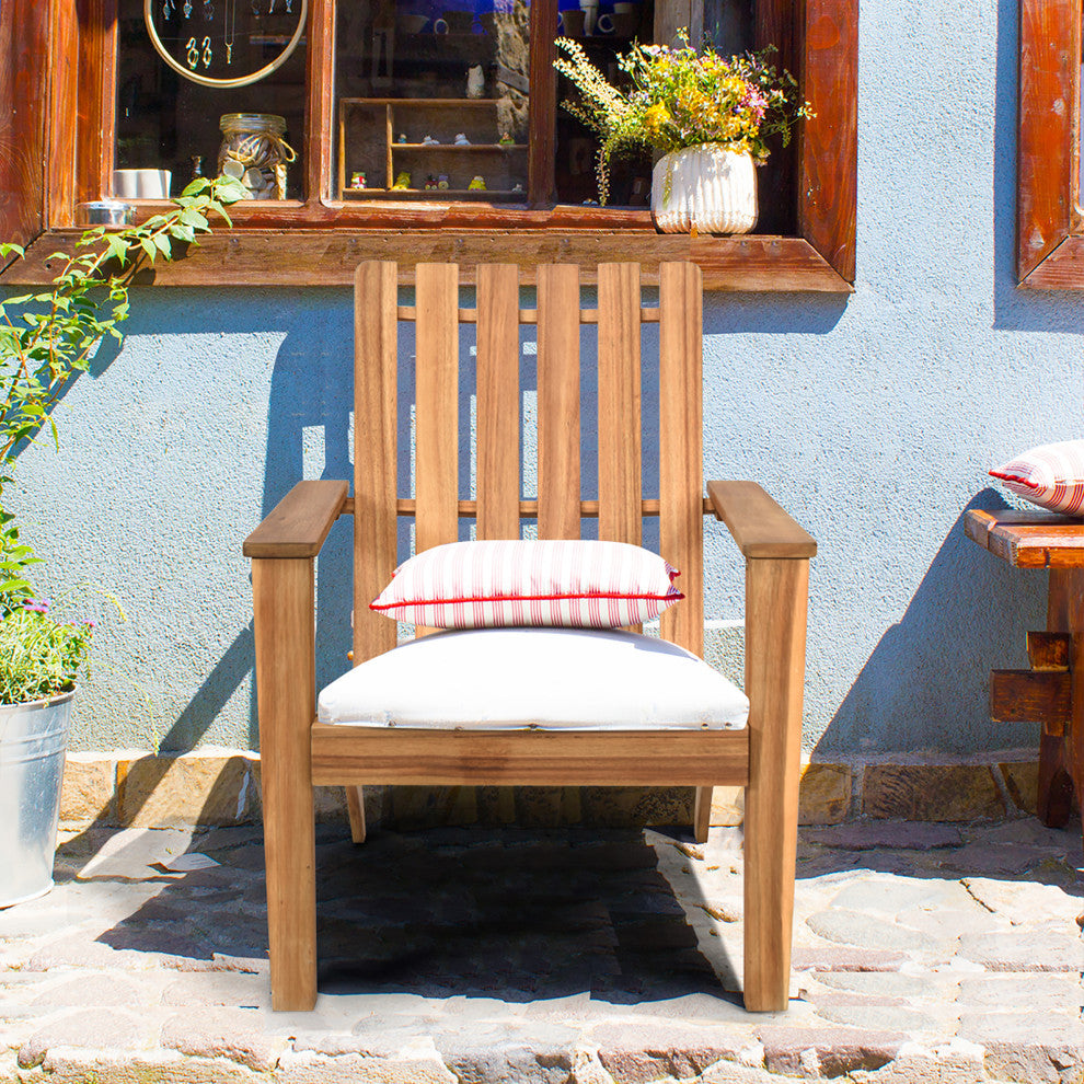 Costway Patio Acacia Wood Chair Lounge Armchair Durable Outdoor Garden Yard