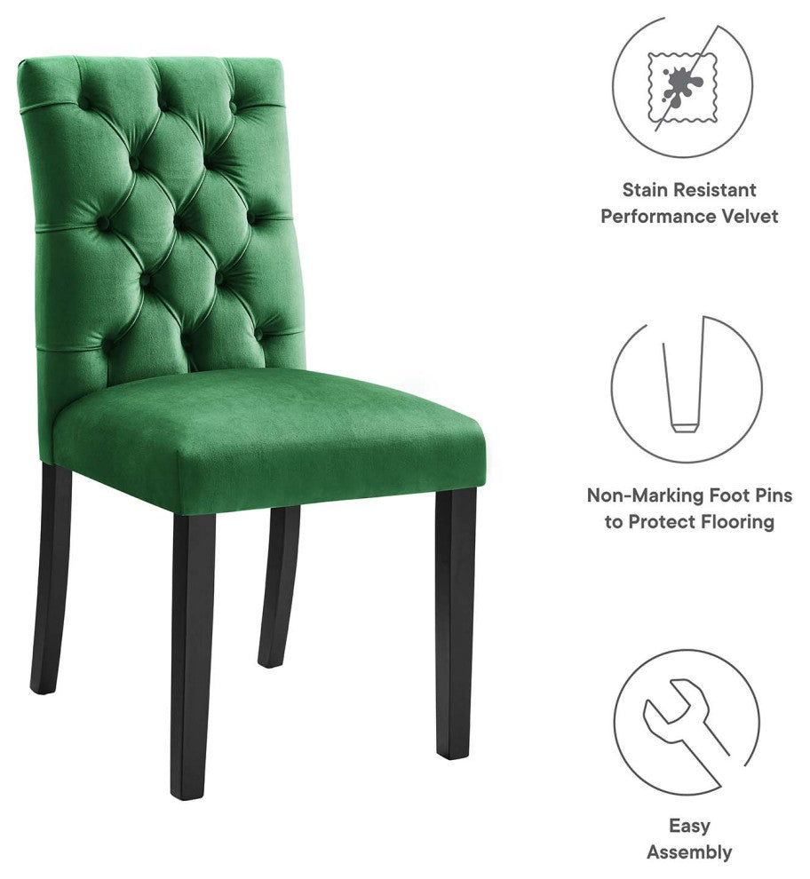 Duchess Performance Velvet Dining Chairs, Set of 2, Emerald